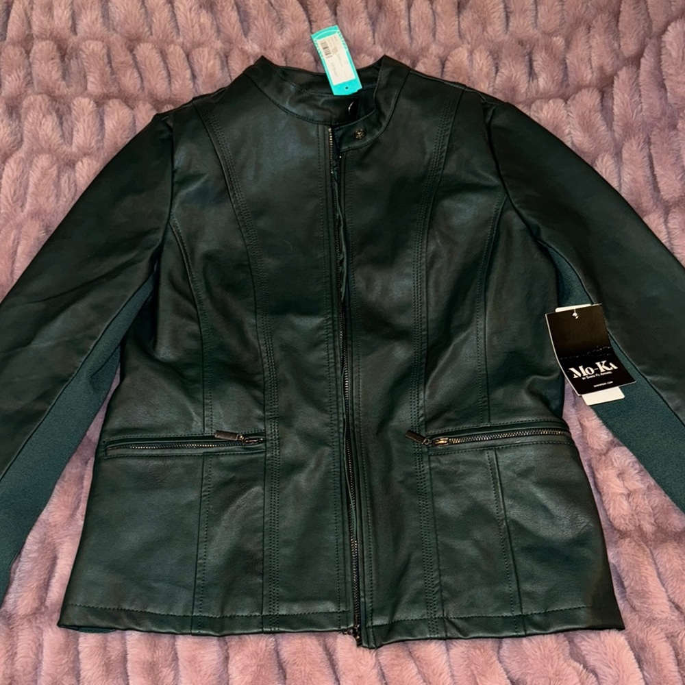 Women's Green Faux Leather Jacket
